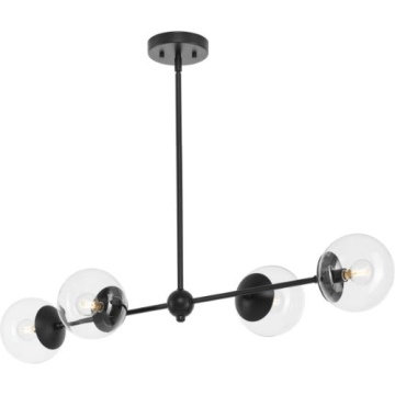 Progress Lighting Atwell 4-Light Linear Island Chandelier - 120V - Matte Black