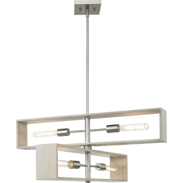 Progress Lighting Boundary 4-Light Chandelier - 120V - Brushed Nickel