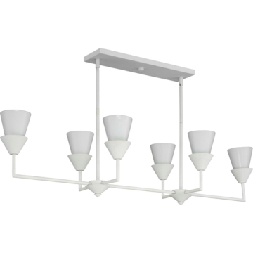 Progress Lighting Pinellas 6-Light Linear Chandelier - 120V - White Plaster