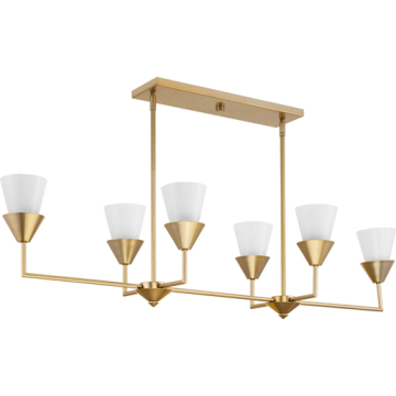 Progress Lighting Pinellas 6-Light Linear Chandelier - 120V - Soft Gold