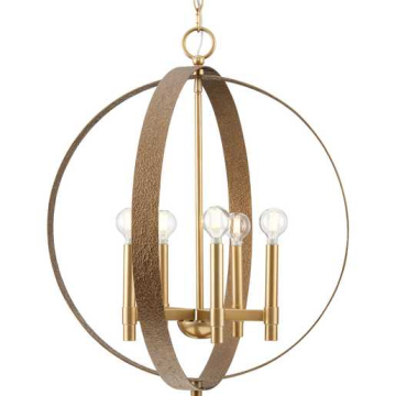 Progress Lighting Allegheny 5-Light Rustic Modern Pendant - 120V - Soft Gold