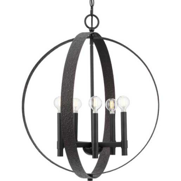 Progress Lighting Allegheny 5-Light Rustic Modern Pendant - 120V - Matte Black