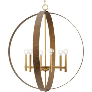 Progress Lighting Allegheny 6-Light Rustic Modern Pendant - 120V - Soft Gold