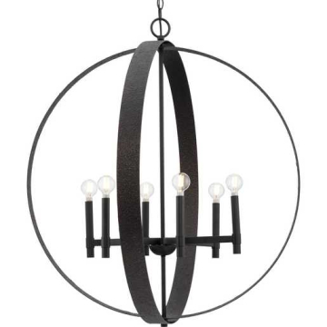 Progress Lighting Allegheny 6-Light Rustic Modern Pendant - 120V - Matte Black