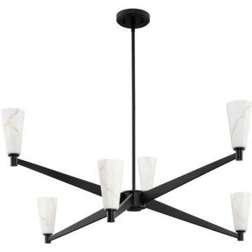 Progress Lighting Tosca 6-Light Modern Luxe Chandelier - 120V - Matte Black