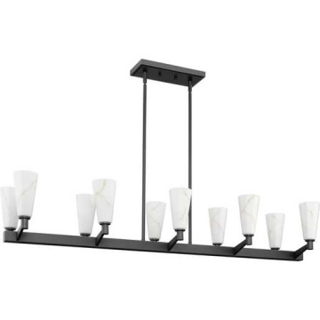 Progress Lighting Tosca 10-Light Modern Luxe Linear Chandelier - 120V - Matte Black