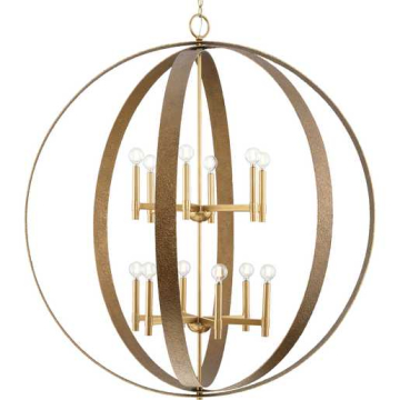 Progress Lighting Allegheny 12-Light Rustic Modern Pendant - 120V - Soft Gold