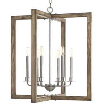 Progress Lighting Turnbury 26" 6-Light Chandelier - 120V - Galvanized Finish