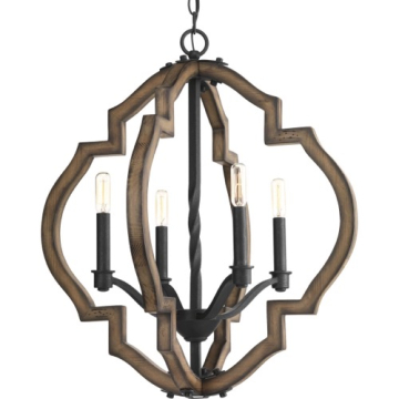 Progress Lighting Spicewood 22" 4-Light Chandelier - 120V - Gilded Iron