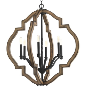 Progress Lighting Spicewood 30" 6-Light Chandelier - 120V - Gilded Iron