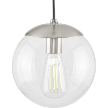 Progress Lighting Atwell 8" Round 1-Light Pendant - 120V - Brushed Nickel