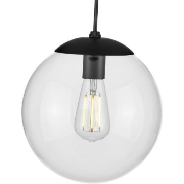 Progress Lighting Atwell 10" Round 1-Light Pendant - 120V - Matte Black