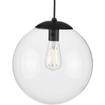 Progress Lighting Atwell 12" Round 1-Light Pendant - 120V - Matte Black