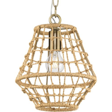Progress Lighting Laila 1-Light Pendant - 120V - Vintage Brass