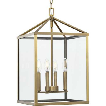 Progress Lighting Hillcrest 4-Light Pendant - 120V - Vintage Brass