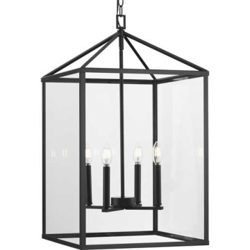 Progress Lighting Hillcrest 4-Light Large Pendant - 120V - Matte Black