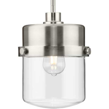 Progress Lighting Beckner 1-Light Urban Industrial Pendant - 120V - Brushed Nickel