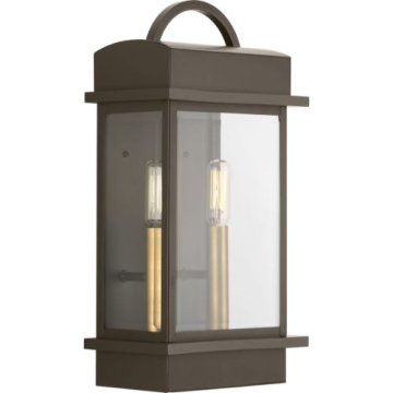 Progress Lighting Santee 2-Light Medium Outdoor Wall Lantern - 120V - Antique Bronze