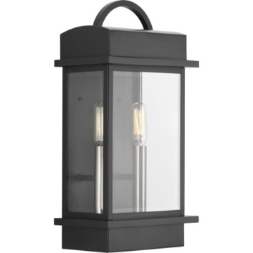 Progress Lighting Santee 2-Light Medium Outdoor Wall Lantern - 120V - Matte Black