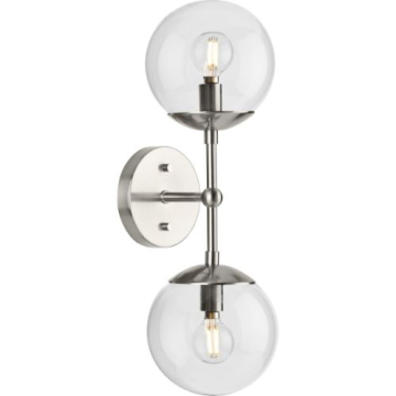 Progress Lighting Atwell 2-Light Wall Sconce - 120V - Brushed Nickel