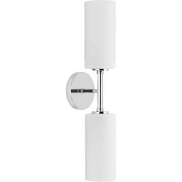 Progress Lighting Cofield 2-Light Wall Sconce - Frosted Glass - 120V - Polished Chrome