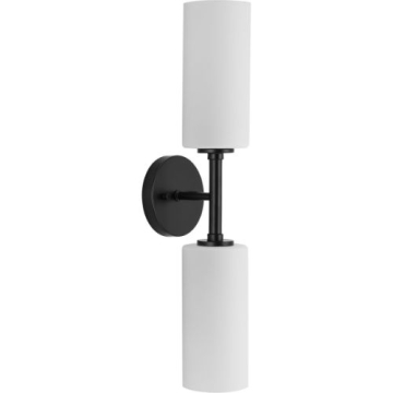 Progress Lighting Cofield 2-Light Wall Sconce - Frosted Glass - 120V - Matte Black