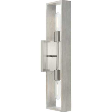 Progress Lighting Boundary 2-Light Wall Sconce - 120V - Brushed Nickel