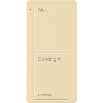Lutron 2-Button Scene Pico Smart Remote - Pre-engraved Text ("Alert/Goodnight") - Ivory