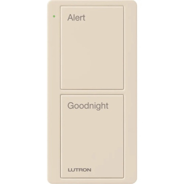 Lutron 2-Button Scene Pico Smart Remote - Pre-engraved Text ("Alert/Goodnight") - Light Almond