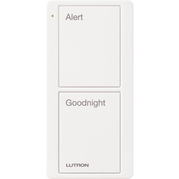 Lutron 2-Button Scene Pico Smart Remote - Pre-engraved Text ("Alert/Goodnight") - White
