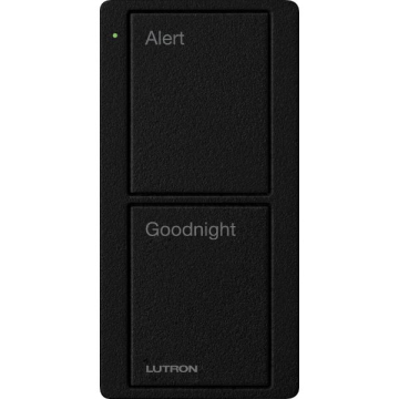 Lutron 2-Button Scene Pico Smart Remote - Pre-engraved Text ("Alert/Goodnight") - Midnight