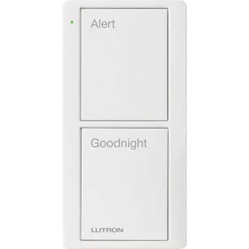 Lutron 2-Button Scene Pico Smart Remote - Pre-engraved Text ("Alert/Goodnight") - Snow