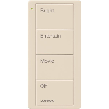 Lutron 4-Button Pico Smart Remote - Scene Keypad - Family Room Text Engraving - Light Almond