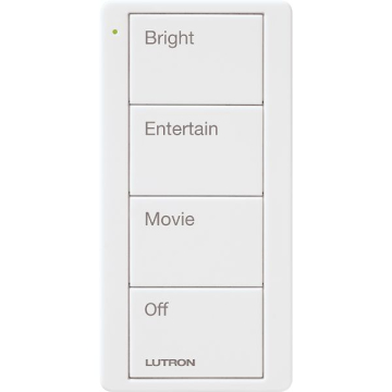 Lutron 4-Button Pico Smart Remote - Scene Keypad - Family Room Text Engraving - White