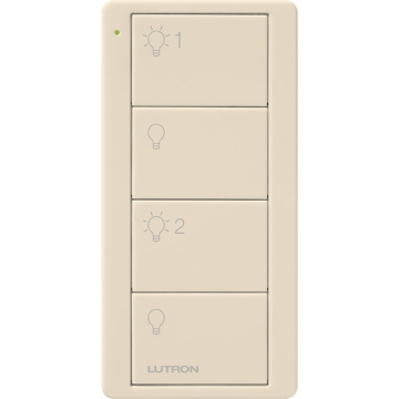 Lutron 4-Button Pico Smart Remote - 2 Group Control - Light Icons - Light Almond