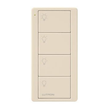 Lutron 4-Button Pico Smart Remote - Zone Control - Light Icons - Light Almond