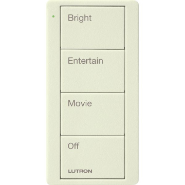 Lutron 4-Button Pico Smart Remote - Scene Keypad - Family Room Text Engraving - Biscuit