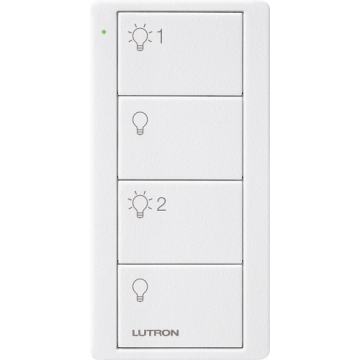 Lutron 4-Button Pico Smart Remote - 2 Group Control - Light Icons - Snow
