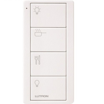 Lutron 4-Button Pico Smart Remote - Scene Keypad - Kitchen Icons - Snow