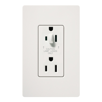 Lutron Claro 15A Tamper Resistant Receptacle - Half Dimming - Snow