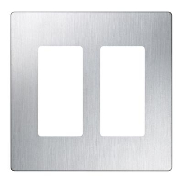 Lutron Claro Screwless Designer Wallplate - 2 Gang - Stainless Steel