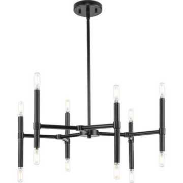 Progress Lighting Arya 12-Light Chandelier - 120V - Matte Black