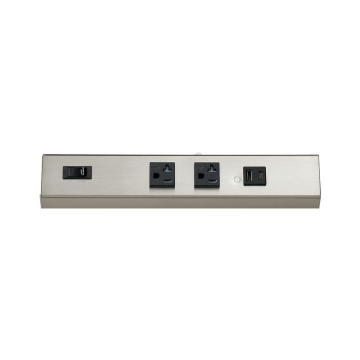 Westgate 12" Angled Power Strip - 2 Receptacles - 1 USB-A/C - Brushed Nickel
