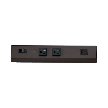 Westgate 12" Angled Power Strip - 2 Receptacles - 1 USB-A/C - Bronze