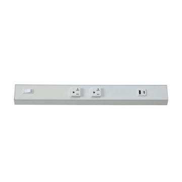 Westgate 18" Angled Power Strip - 2 Receptacles - 1 USB-A/C - White