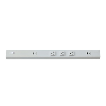 Westgate 24" Angled Power Strip - 3 Receptacles - 2 USB-A/C - White