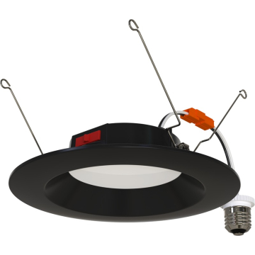 RAB R34 6" LED Retrofit Downlight - 900 Lumens - 10W - CCT Selectable - Smooth Reflector - Black - 120V