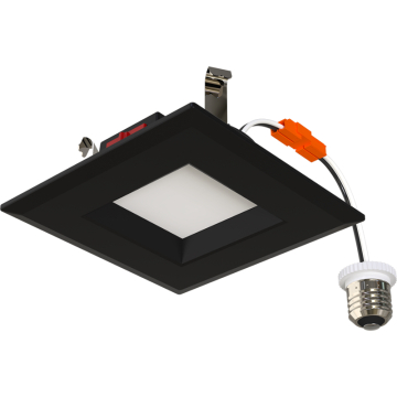 RAB R34 4" Square LED Retrofit Downlight - Smooth Reflector - 7W - CCT Selectable - 600 Lumens - 120V - Black