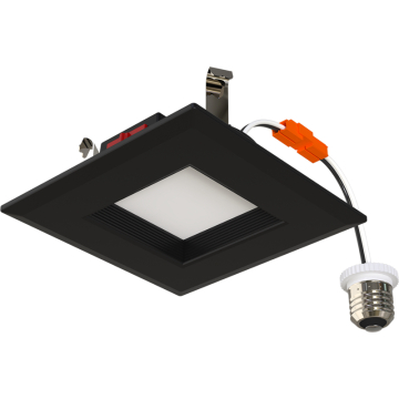 RAB R34 4" Square LED Retrofit Downlight - Baffle Reflector - 7W - CCT Selectable - 600 Lumens - 120V - Black