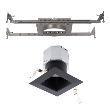 WAC Lighting Pop-in 4" Square Built-in J-Box New Construction LED Downlight - 1,080 Lumens - 12W - CCT Selectable - 120-277V - Black